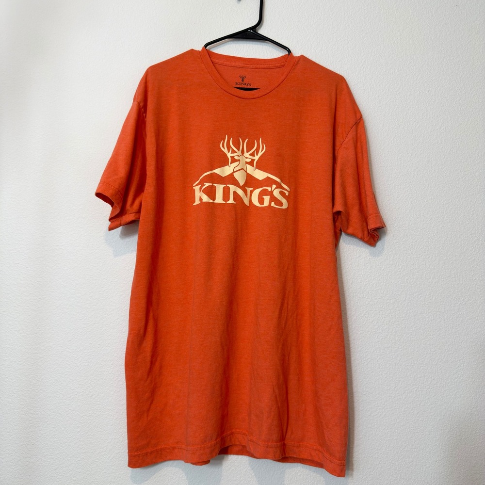 King's Camo Graphic T-Shirt Mens‎ XXL Orange Good Antler Logo Short Sleeve Tee